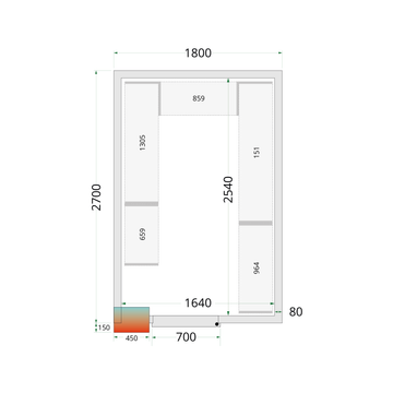 Camera frigorifica prefabricata alba NF CR 180x270x212 cm Tefcold – camera frigorifica prefabricata din panouri izolate pentru restaurant, depozit si HoReCa