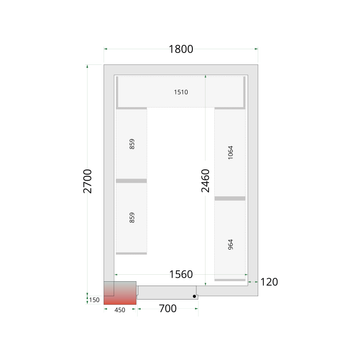 Camera frigorifica prefabricata alba CR 180x270x220 varianta II Tefcold – camera frigorifica prefabricata din panouri izolate pentru restaurant, depozit si HoReCa