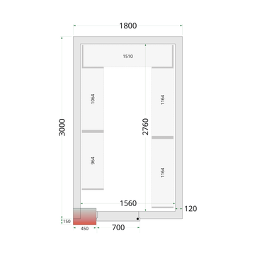 Camera frigorifica prefabricata alba CR 180x300x220 varianta II Tefcold – camera frigorifica prefabricata din panouri izolate pentru restaurant, depozit si HoReCa
