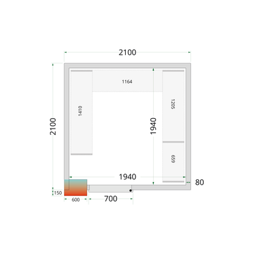 Camera frigorifica prefabricata alba NF CR 210x210x212 cm Tefcold – camera frigorifica prefabricata din panouri izolate pentru restaurant, depozit si HoReCa