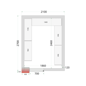 CR 210x270x220-Alb, 1 usa solida cu balama, Gama de panouri pentru camere
