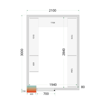 Camera frigorifica prefabricata alba CR 210x300x220 cm Tefcold – camera frigorifica prefabricata din panouri izolate pentru restaurant, depozit si HoReCa
