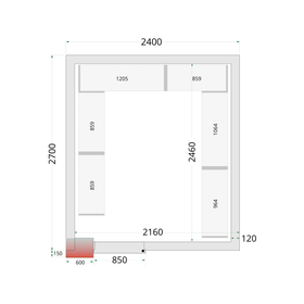 CR 240x270x220 WD-Alb, 1 usa solida cu balama, Gama de panouri pentru camere