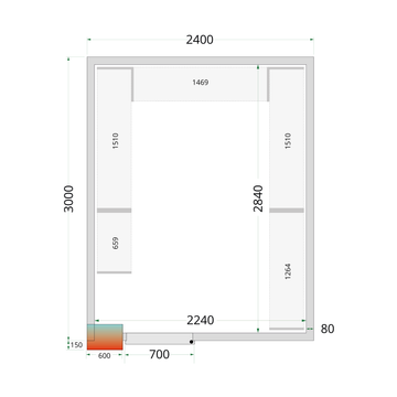 Camera frigorifica prefabricata alba CR 240x300x220 cm Tefcold – camera frigorifica prefabricata din panouri izolate pentru restaurant, depozit si HoReCa