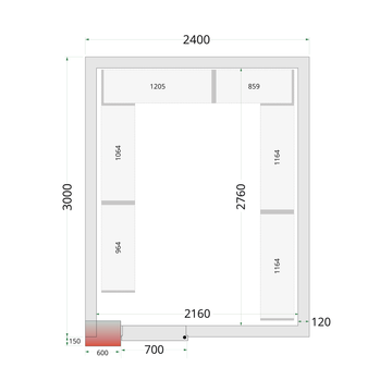 Camera frigorifica prefabricata alba CR 240x300x220 varianta II Tefcold – camera frigorifica prefabricata din panouri izolate pentru restaurant, depozit si HoReCa