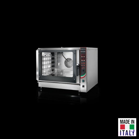 Cuptor electric pentru 5 tavi (60x40 cm / GN 1/1) Tecnodom Al Capone cu hota Sabina, digital, autocuratare, convectie, abur, 6,45 kW - Made in Italy