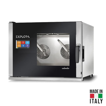 Cuptor electric pentru 4 tavi (60x40 cm / GN 1/1) Tecnodom Explora Colombo PF7904, touch screen, convectie, aburi, 9,3 kW - Made in Italy