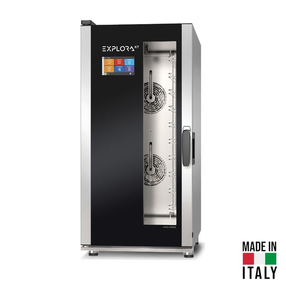 Cuptor electric pentru 10 tavi (GN 1/1) Tecnodom Explora Evoluzione KT PF1530, touch screen, convectie, aburi, 15,6 kW - Made in Italy