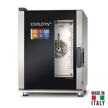 Cuptor electric pentru 5 tavi (GN 1/1) Tecnodom Explora Evoluzione KT PF1535, touch screen, convectie, aburi, 7,9 kW - Made in Italy