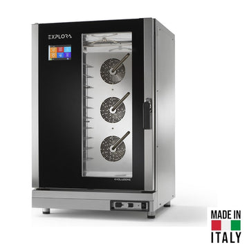 Cuptor electric pentru 10 tavi (60x40 cm / GN 1/1) Tecnodom Explora Evoluzione PF7910, touch screen, convectie, aburi, 15,8 kW - Made in Italy