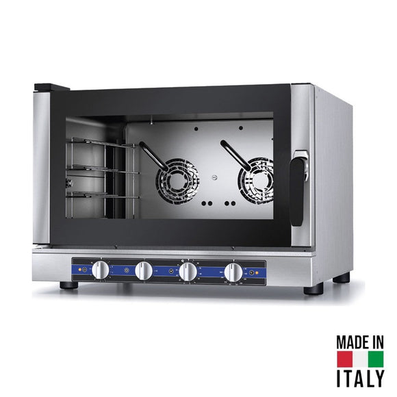 Cuptor electric pentru 4 tavi (60x40 cm / GN 1/1) Tecnodom Galilei PF7404, comanda manuala, convectie, aburi, 6,3 kW - Made in Italy