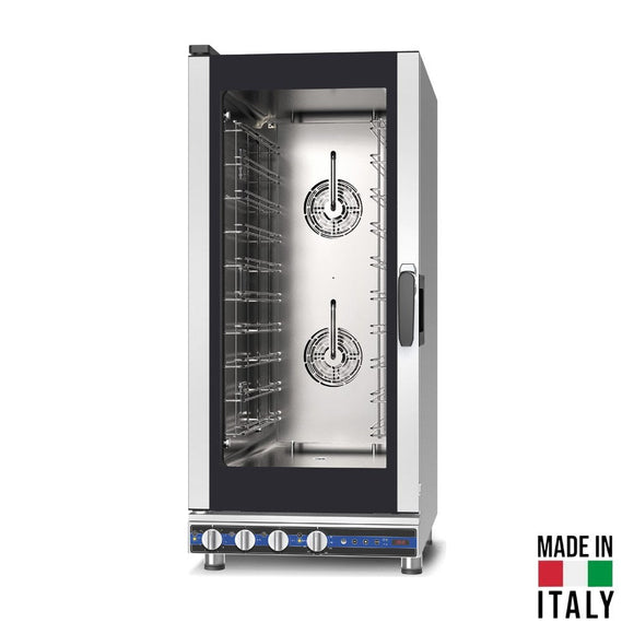 Cuptor electric pentru 10 tavi (GN 1/1) Tecnodom Galilei Plus KT PF1550, comanda hibrida, convectie, aburi, 15,5 kW - Made in Italy