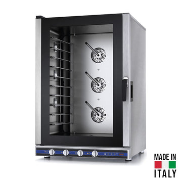 Cuptor electric pentru 10 tavi (60x40 cm / GN 1/1) Tecnodom Galilei Plus PF7710, comanda hibrida, convectie, aburi, 15,7 kW - Made in Italy