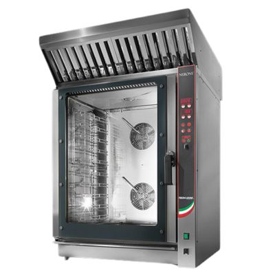 Cuptor electric 10 tavi (GN 11 sau 60x40 cm) comenzi digitale, cu abur, cu hota 12,7 kW