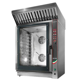 Cuptor electric 10 tavi (GN 11 sau 60x40 cm) comenzi digitale, cu abur, cu hota 12,7 kW