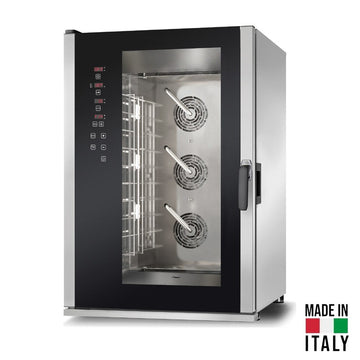 Cuptor electric pentru 10 tavi (60x40 cm / GN 1/1) Tecnodom Vespucci PF7210, digital, convectie, aburi, 15,8 kW - Made in Italy