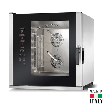 Cuptor electric pentru 6 tavi (60x40 cm / GN 1/1) Tecnodom Vespucci Wash PF8906, digital, convectie, aburi, 10,5 kW - Made in Italy
