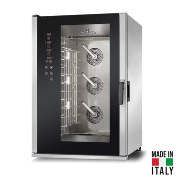 Cuptor electric pentru 10 tavi (60x40 cm / GN 1/1) Tecnodom Vespucci Wash PF8910, digital, convectie, aburi, 15,8 kW - Made in Italy