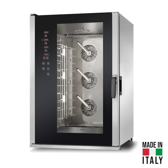 Cuptor electric pentru 10 tavi (60x40 cm / GN 1/1) Tecnodom Vespucci Wash PF8910, digital, convectie, aburi, 15,8 kW - Made in Italy