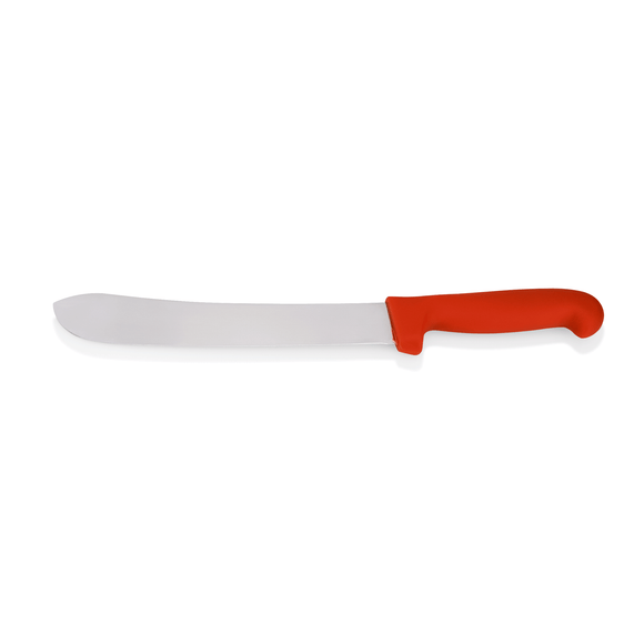 Cutit macelarie 38 cm, lama inox 25 cm, maner rosu