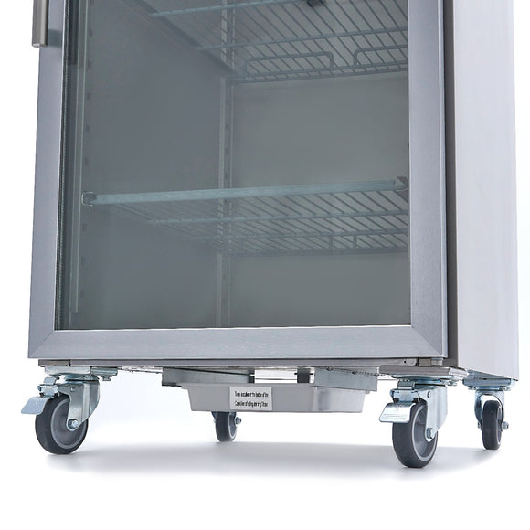 Dulap de congelare inox cu usa sticla, -18C -22C, racire ventilata, 3 polite GN 21, 600 Litri, cu roti
