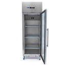 Dulap de congelare inox cu usa sticla, -18C -22C, racire ventilata, 3 polite GN 21, 600 Litri, cu roti