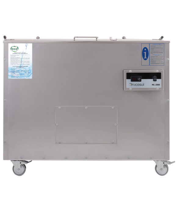Decarbonizator industrial Frucosol MC2000 – capacitate maxima 420 litri, curatare grasimi carbonizate la 70 grade C, o sesiune pentru toata ziua de productie, pentru hoteluri mari si catering institutional