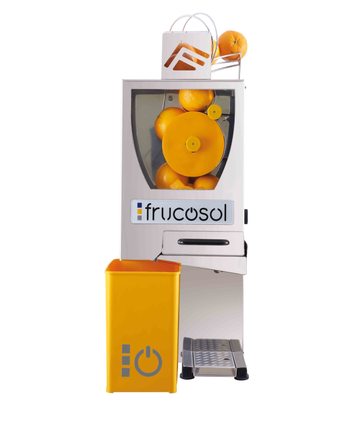 Storcator automat compact citrice Frucosol FCompact – 12 fructe pe minut, 125W, amprenta 29x36 cm, ideal pentru cafenele mici, baruri si patiserii cu spatiu redus