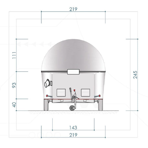 Rulota food truck DREAM, tip glob, 1 ax cu sistem franare, 750 kg.