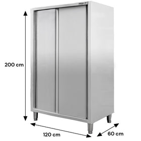 Dulap depozitare inox, 2 usi culisante, 120x60x200 cm