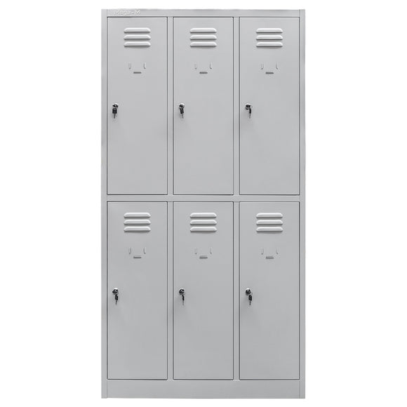 Dulap vestiar metalic cu 6 compartimente cu chei, 90x50xH180 cm