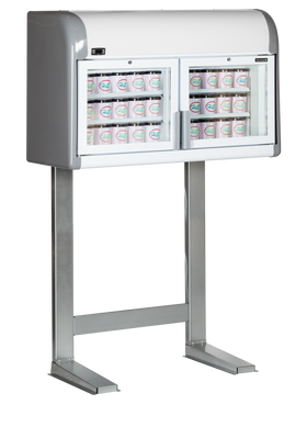 Expozitor de congelare alb, 170 l, -23-18 C, 2 uși din sticlă, racire statica, iluminare LED, puetere 212 W, clasa...
