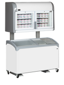 Expozitor de congelare alb, 170 l, -23-18 C, 2 uși din sticlă, racire statica, iluminare LED, puetere 212 W, clasa...
