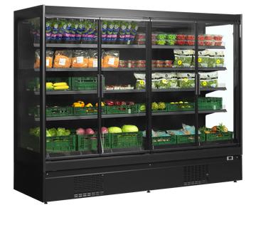Vitrina frigorifica multideck extra neagra EXTRA2500CD vedere laterala Tefcold – vitrina frigorifica multideck extra pentru supermarket si retail alimentar