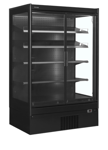 Vitrina frigorifica multideck extra neagra EXTRA1250CD, 770 l, +2/+6C, 2 usi Tefcold – vitrina frigorifica multideck extra pentru supermarket si retail alimentar