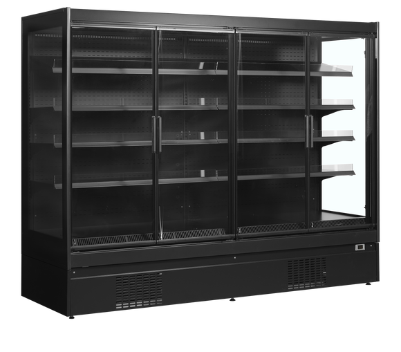 Vitrina frigorifica multideck extra neagra EXTRA2500CD, 1540 l, +2/+6C, 4 usi Tefcold – vitrina frigorifica multideck extra pentru supermarket si retail alimentar
