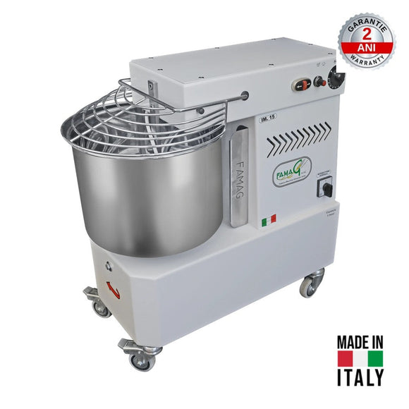 Malaxor spiral FAMAG IM15/230 10V HH – 15kg aluat, cuvă 19L, cuvă fixă, Made in Italy