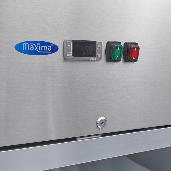 Frigider inox 700 Litri, GN 21, cu usa sticla, 08 C, agent frigorific ecologic R290, cu roti - clasa energetica B