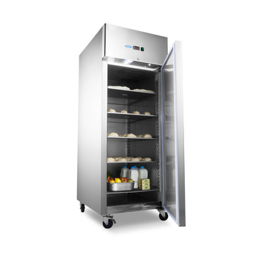Frigider inox pentru patiserie (tavi 60x40 cm), -28 C, 800 Liti, ghidaje ajustabile, agent frigorific ecologic R290, cu roti