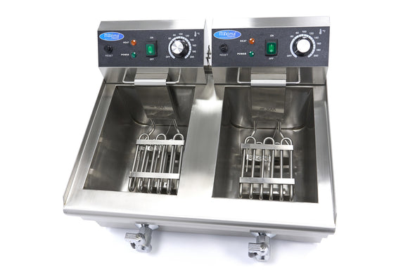 Friteuza electrica de banc 2x10L, 2 cosuri, 230V, 6KW