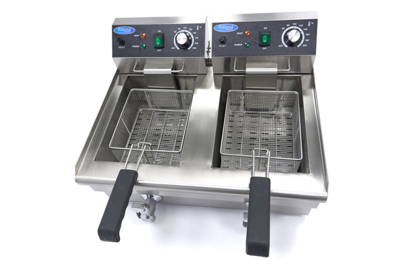 Friteuza electrica de banc 2x10L, 2 cosuri, 230V, 6KW