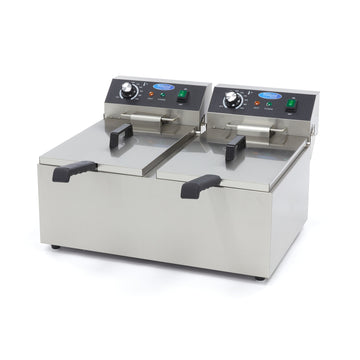 Friteuza electrica de banc 2x11L, 2 cosuri, 230V, 6kW Friteuza electrica dubla cu o