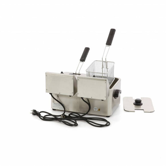 Friteuza electrica de banc 2x4L , 2 cosuri, 230V, 5 kW Cele doua cosuri de 4L
