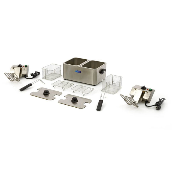 Friteuza electrica de banc 2x4L , 2 cosuri, 230V, 5 kW Cele doua cosuri de 4L