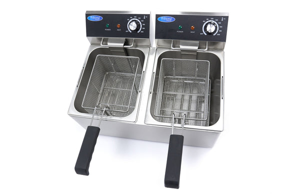 Friteuza electrica de banc 2x8L, 2 cosuri, 230V, 6.5kW Friteuza electrica dubla cu o