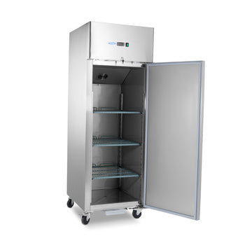Frigider inox -210 C, 600 Litri, agent frigorific ecologic R290, cu roti, Frigiderul de 600 litri este