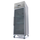 Frigider inox 700 Litri, GN 21, cu usa sticla, 08 C, agent frigorific ecologic R290, cu roti - clasa energetica B