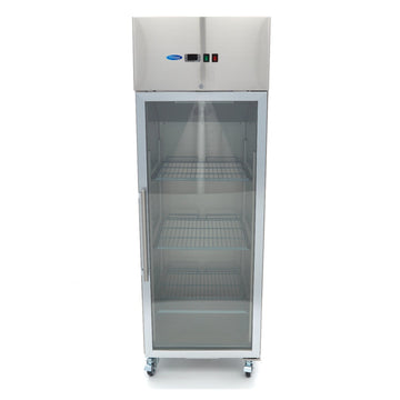 Frigider inox cu usa sticla, 08 C, 600 Litri, GN 21, agent frigorific ecologic R290 - clasa energetica C