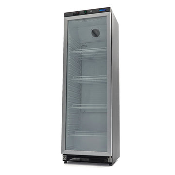 Frigider cu usa sticla, 08 C, 400 Litri, negru