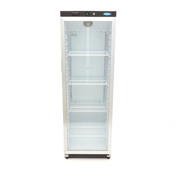 Frigider cu usa sticla, 08 C, 400 Litri, negru
